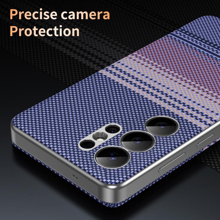 For Samsung Galaxy S25 Ultra 5G Rainbow Plaid Pattern Smart View Vegan Leather Phone Case
