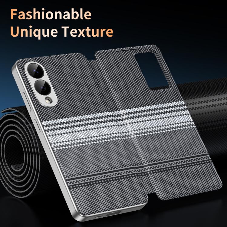 For Samsung Galaxy S25 Edge 5G Rainbow Plaid Pattern Smart View Vegan Leather Phone Case