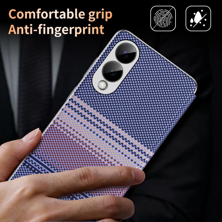 For Samsung Galaxy S25 Edge 5G Rainbow Plaid Pattern Smart View Vegan Leather Phone Case