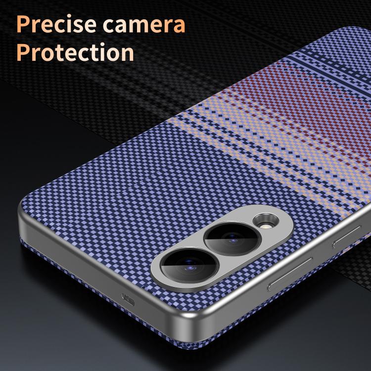 For Samsung Galaxy S25 Edge 5G Rainbow Plaid Pattern Smart View Vegan Leather Phone Case