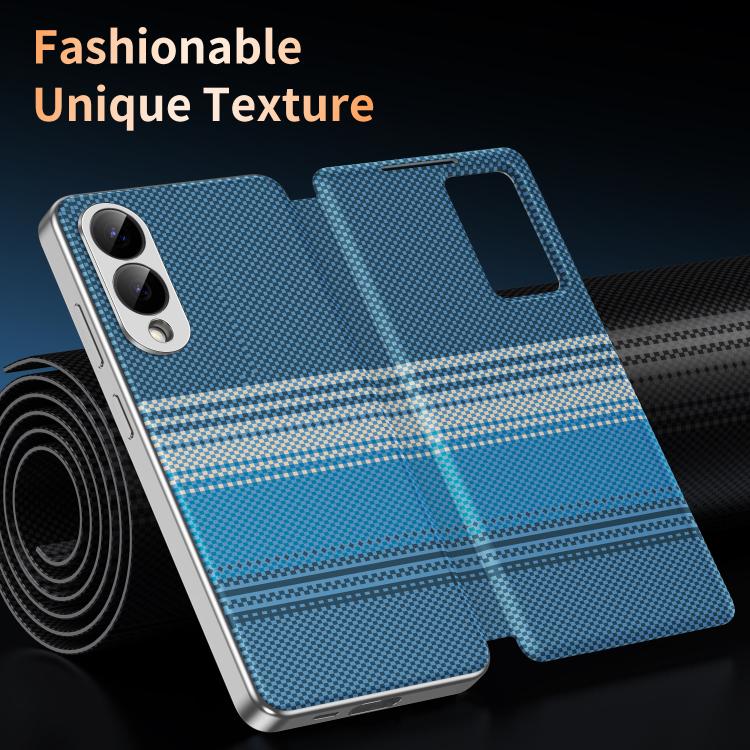 For Samsung Galaxy S25 Edge 5G Rainbow Plaid Pattern Smart View Vegan Leather Phone Case