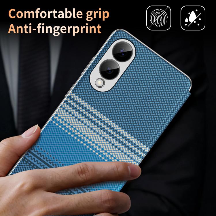 For Samsung Galaxy S25 Edge 5G Rainbow Plaid Pattern Smart View Vegan Leather Phone Case