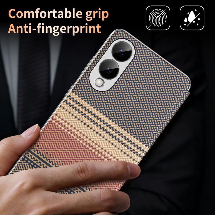 For Samsung Galaxy S25 Edge 5G Rainbow Plaid Pattern Smart View Vegan Leather Phone Case