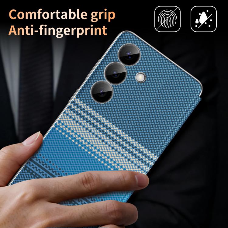 For samsung Galaxy S25 FE 5G Rainbow Plaid Pattern Smart View Vegan Leather Phone Case