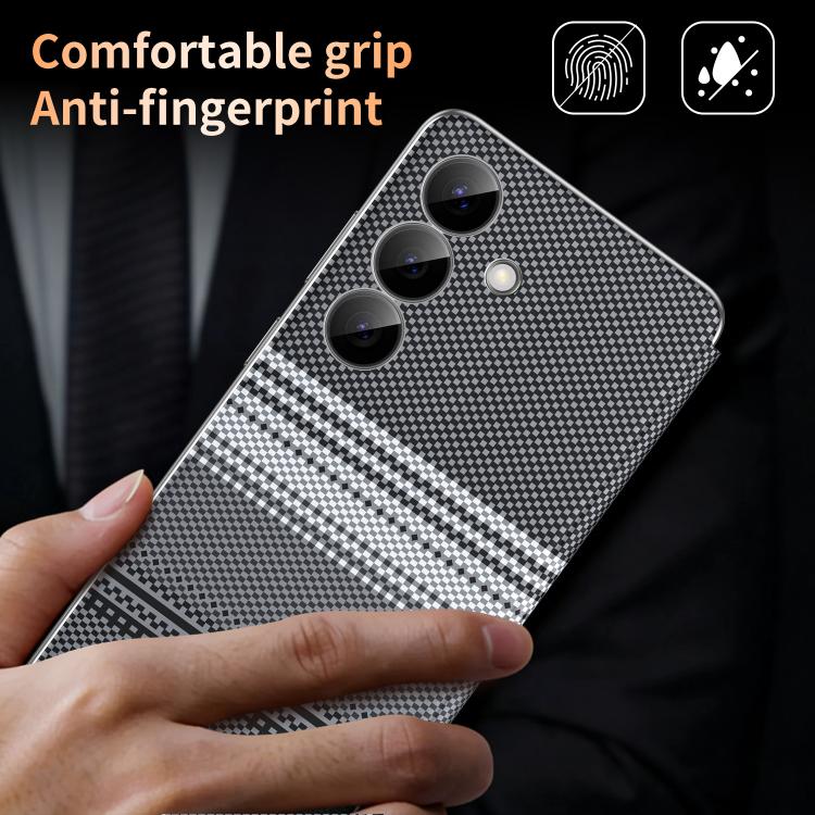 For Samsung Galaxy A55 5G Rainbow Plaid Pattern Smart View Vegan Leather Phone Case