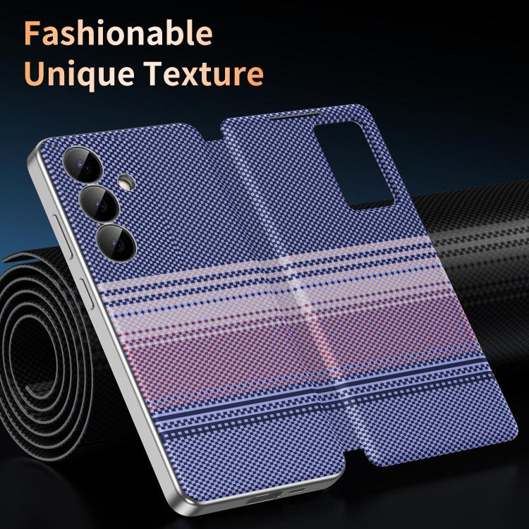 For Samsung Galaxy A55 5G Rainbow Plaid Pattern Smart View Vegan Leather Phone Case