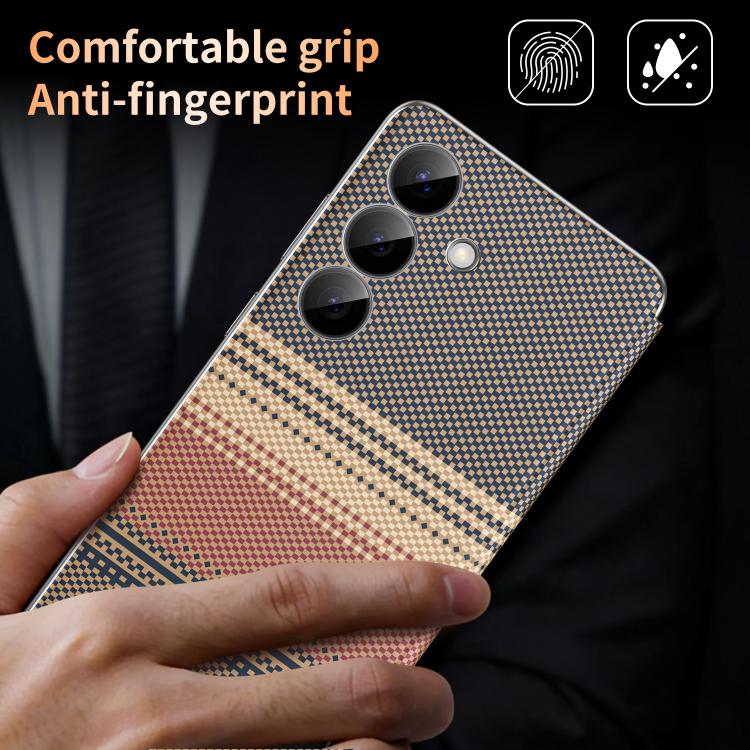 For Samsung Galaxy A55 5G Rainbow Plaid Pattern Smart View Vegan Leather Phone Case