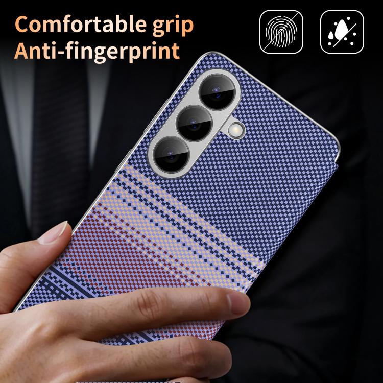 For Samsung Galaxy A57 5G Rainbow Plaid Pattern Smart View Vegan Leather Phone Case