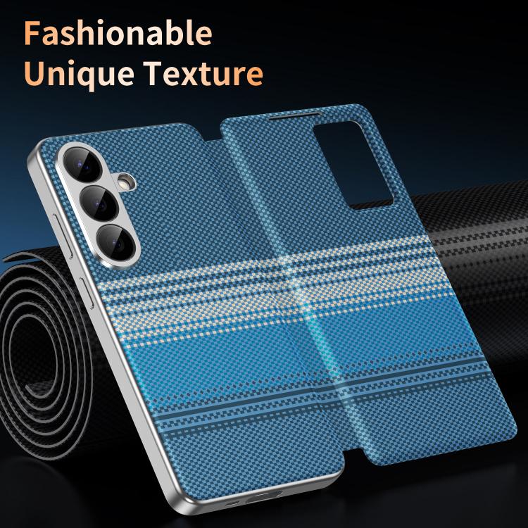 For Samsung Galaxy A57 5G Rainbow Plaid Pattern Smart View Vegan Leather Phone Case