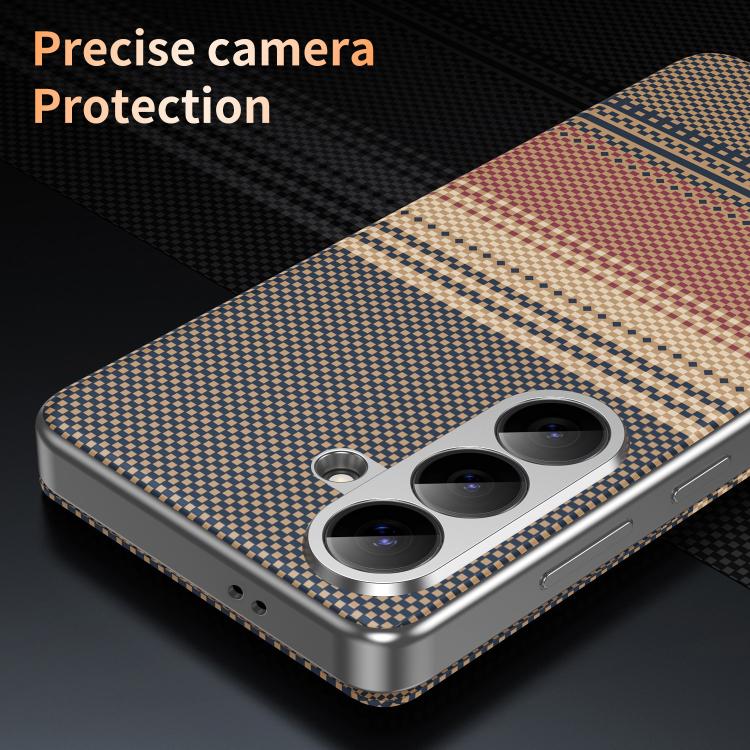 For Samsung Galaxy A37 5G Rainbow Plaid Pattern Smart View Vegan Leather Phone Case
