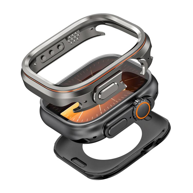 For Apple Watch Ultra 3 / 2 / 1 49mm Light Circle Style Metal Watch Protective Case