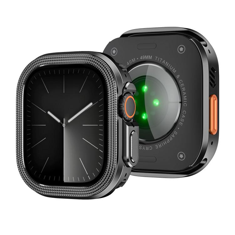For Apple Watch Ultra 3 / 2 / 1 49mm Rhombus Texture Style Metal Watch Protective Case