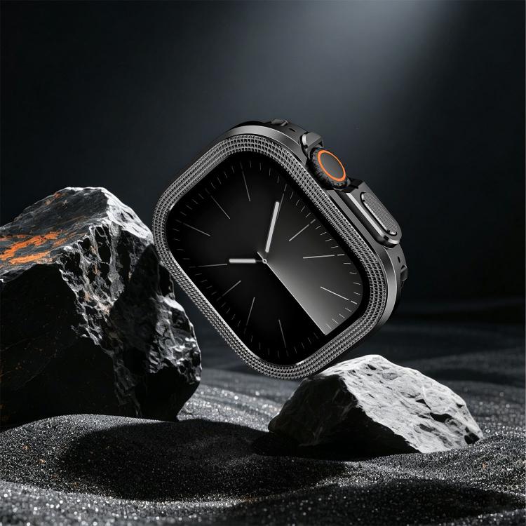 For Apple Watch Ultra 3 / 2 / 1 49mm Rhombus Texture Style Metal Watch Protective Case