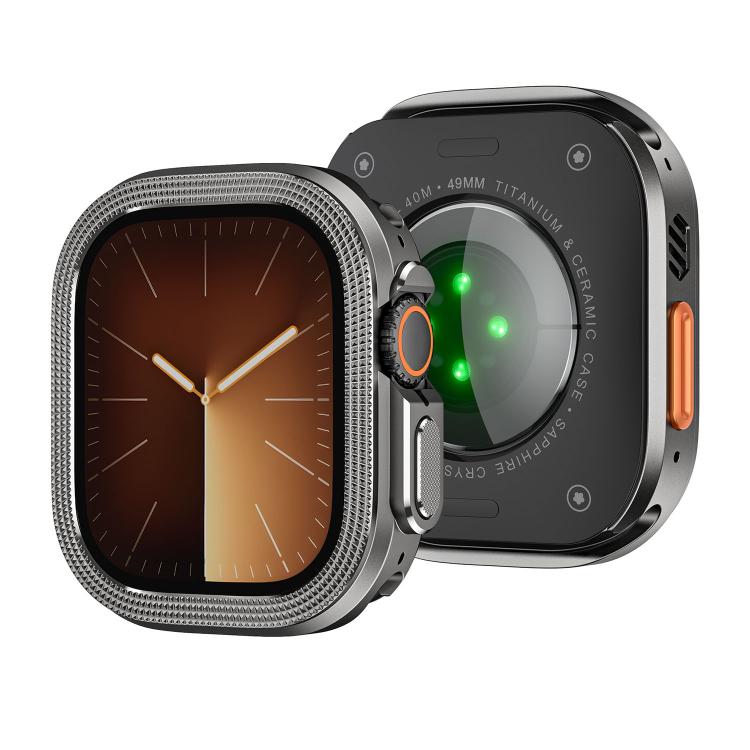 For Apple Watch Ultra 3 / 2 / 1 49mm Rhombus Texture Style Metal Watch Protective Case
