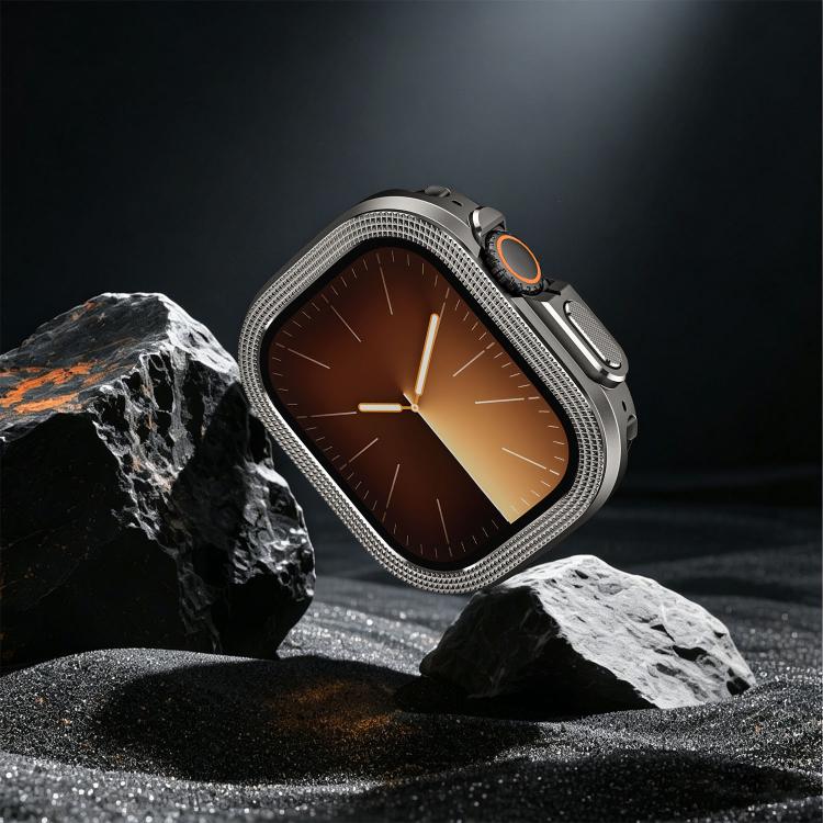 For Apple Watch Ultra 3 / 2 / 1 49mm Rhombus Texture Style Metal Watch Protective Case