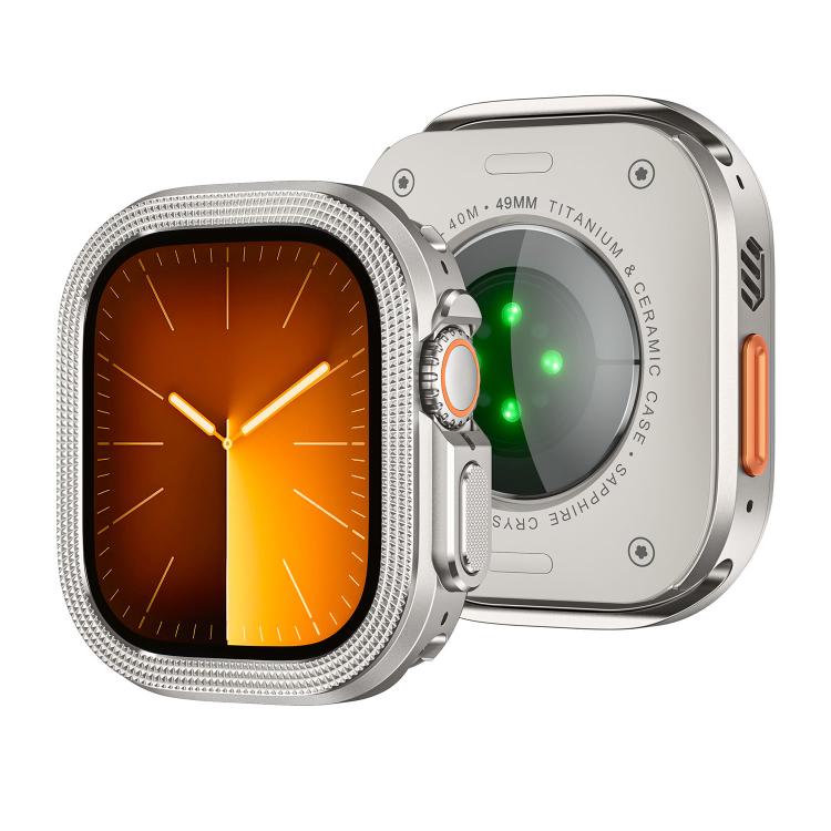 For Apple Watch Ultra 3 / 2 / 1 49mm Rhombus Texture Style Metal Watch Protective Case