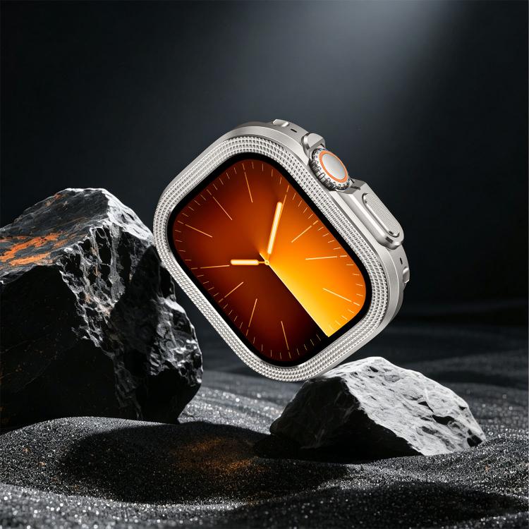 For Apple Watch Ultra 3 / 2 / 1 49mm Rhombus Texture Style Metal Watch Protective Case