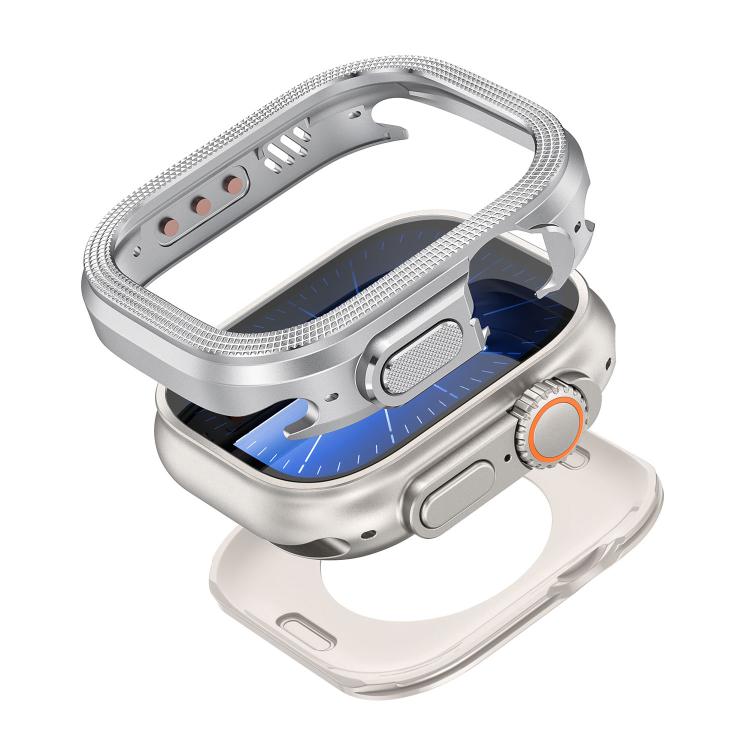For Apple Watch Ultra 3 / 2 / 1 49mm Rhombus Texture Style Metal Watch Protective Case