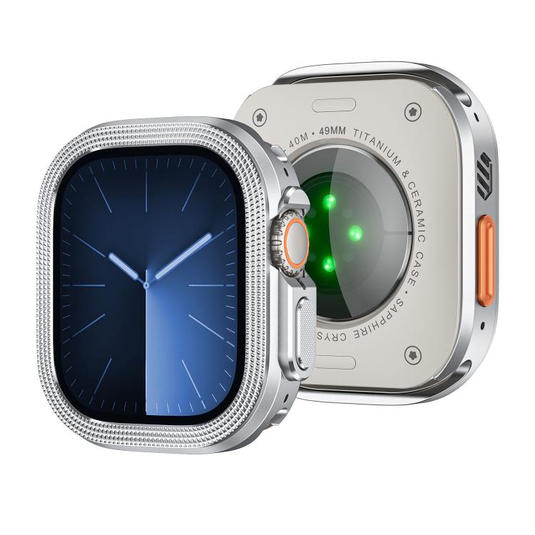For Apple Watch Ultra 3 / 2 / 1 49mm Rhombus Texture Style Metal Watch Protective Case