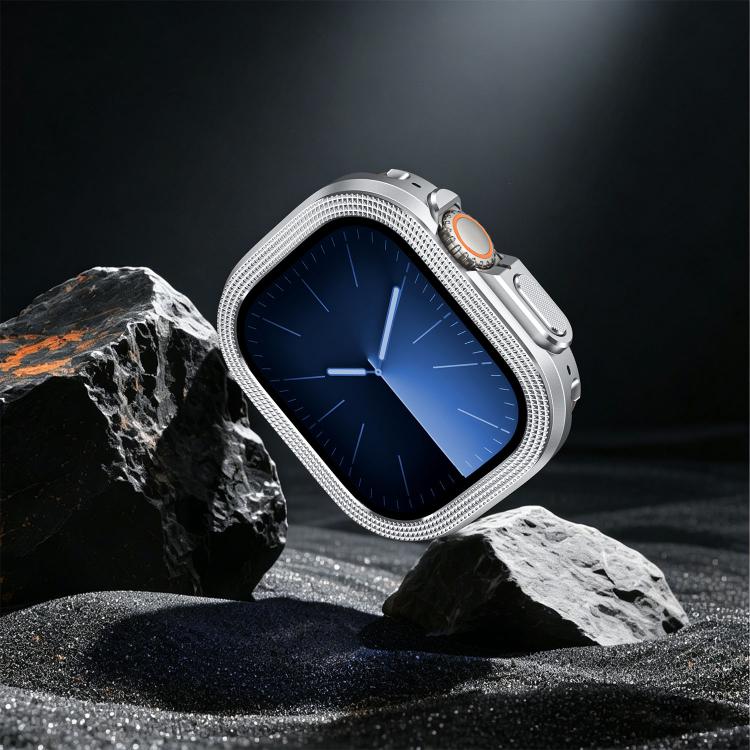 For Apple Watch Ultra 3 / 2 / 1 49mm Rhombus Texture Style Metal Watch Protective Case
