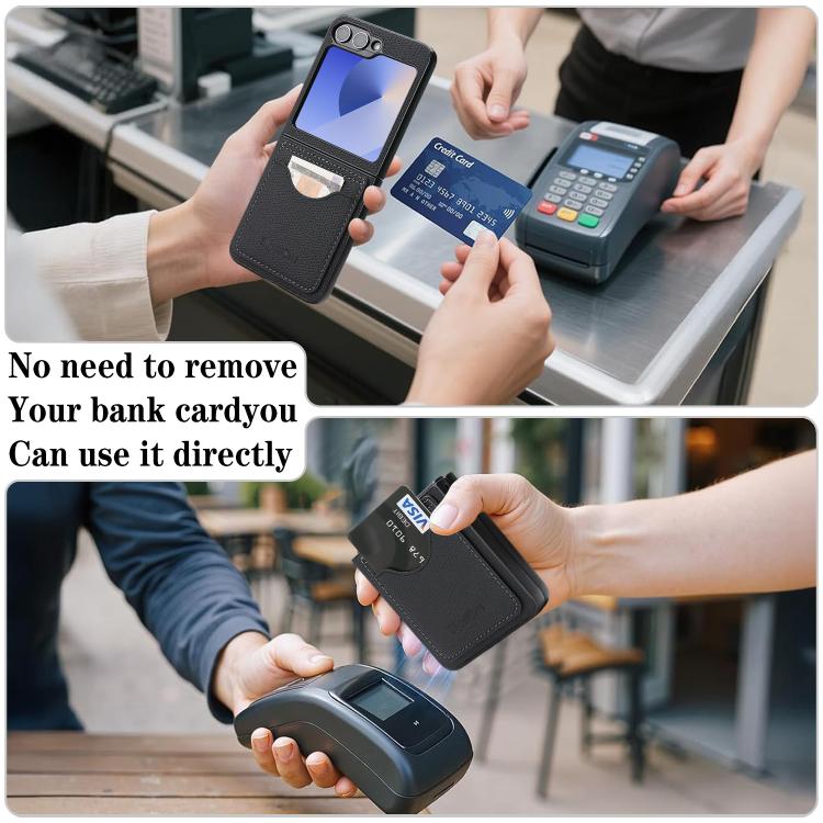 For Samsung Galaxy Z Flip7 FE / Flip6 Retro Vegan Leather Magnetic Card Holder Back Phone Case