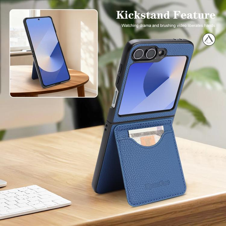 For Samsung Galaxy Z Flip7 FE / Flip6 Retro Vegan Leather Magnetic Card Holder Back Phone Case