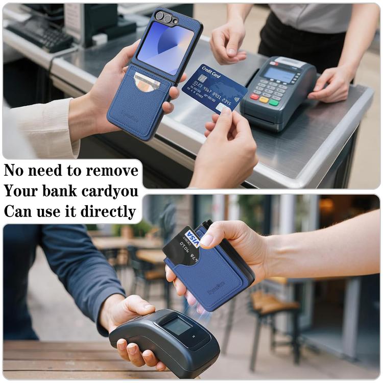 For Samsung Galaxy Z Flip7 FE / Flip6 Retro Vegan Leather Magnetic Card Holder Back Phone Case