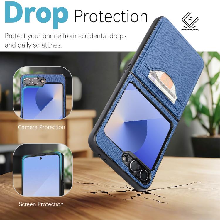For Samsung Galaxy Z Flip7 FE / Flip6 Retro Vegan Leather Magnetic Card Holder Back Phone Case
