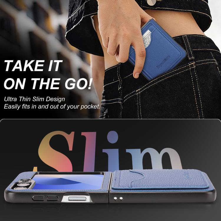 For Samsung Galaxy Z Flip7 FE / Flip6 Retro Vegan Leather Magnetic Card Holder Back Phone Case