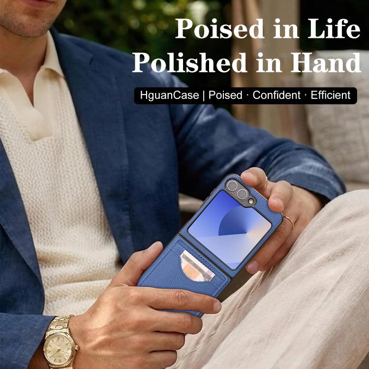 For Samsung Galaxy Z Flip7 FE / Flip6 Retro Vegan Leather Magnetic Card Holder Back Phone Case
