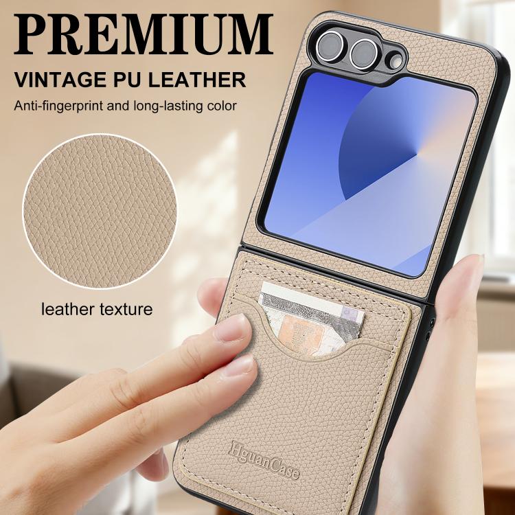 For Samsung Galaxy Z Flip7 FE / Flip6 Retro Vegan Leather Magnetic Card Holder Back Phone Case