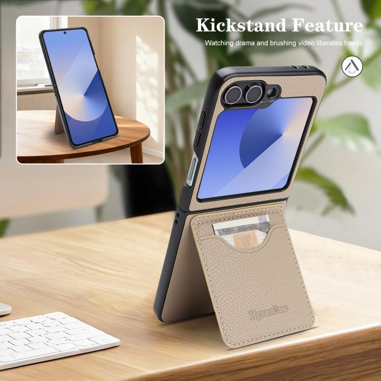 For Samsung Galaxy Z Flip7 FE / Flip6 Retro Vegan Leather Magnetic Card Holder Back Phone Case