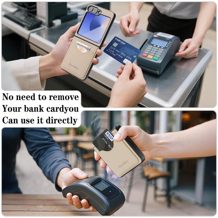 For Samsung Galaxy Z Flip7 FE / Flip6 Retro Vegan Leather Magnetic Card Holder Back Phone Case