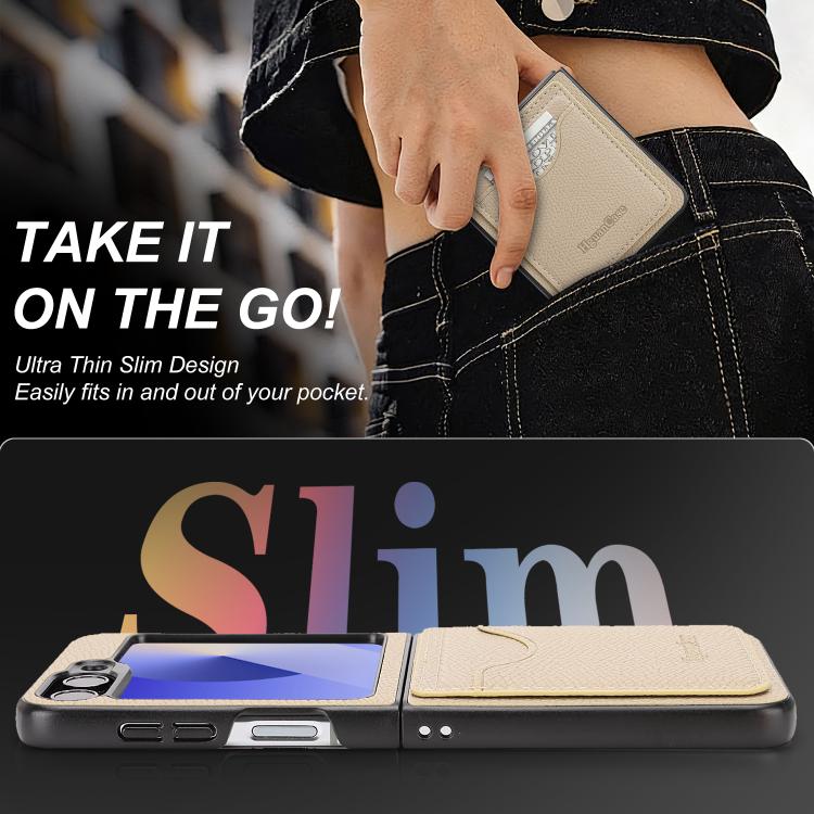 For Samsung Galaxy Z Flip7 FE / Flip6 Retro Vegan Leather Magnetic Card Holder Back Phone Case