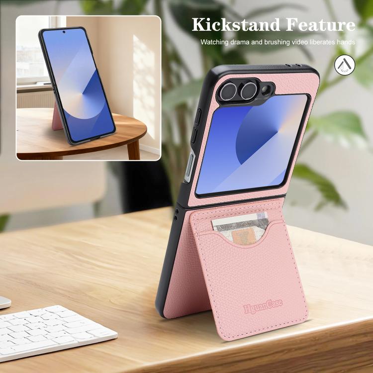 For Samsung Galaxy Z Flip7 FE / Flip6 Retro Vegan Leather Magnetic Card Holder Back Phone Case