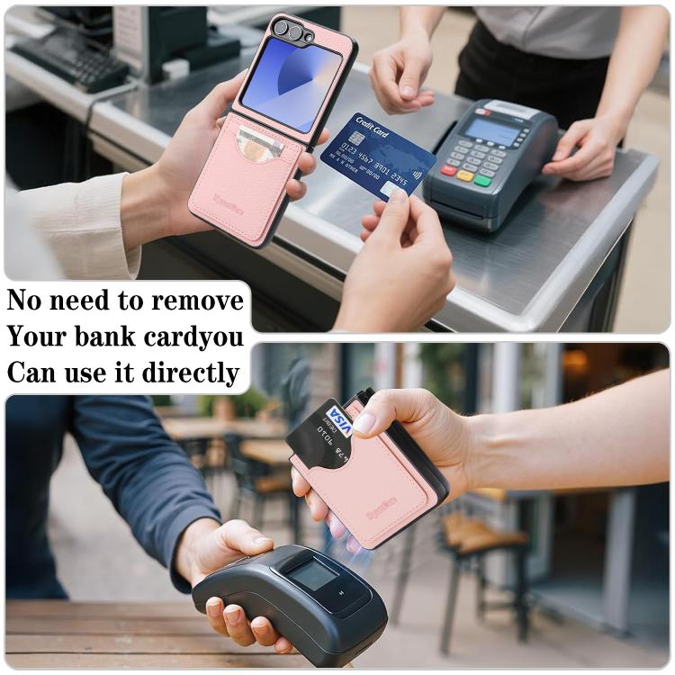 For Samsung Galaxy Z Flip7 FE / Flip6 Retro Vegan Leather Magnetic Card Holder Back Phone Case