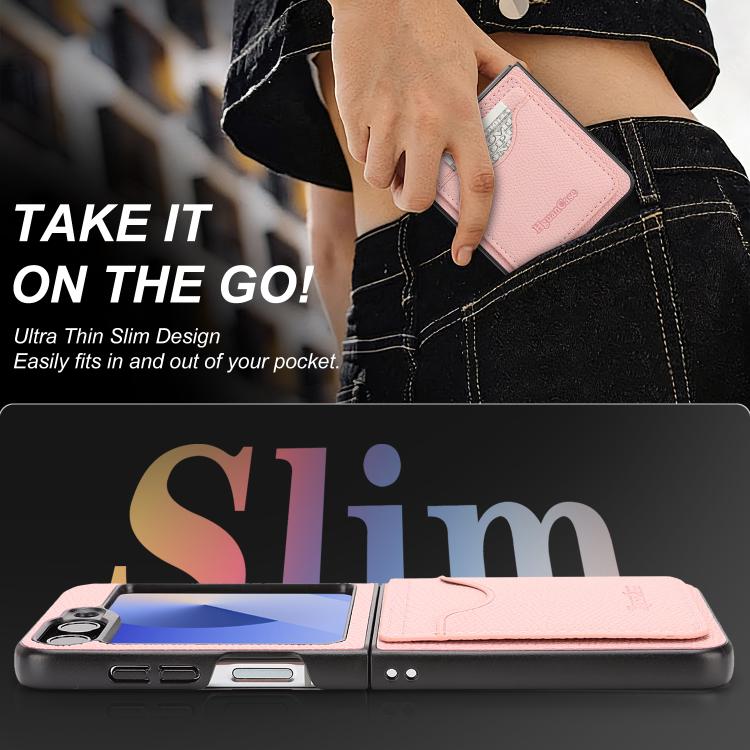 For Samsung Galaxy Z Flip7 FE / Flip6 Retro Vegan Leather Magnetic Card Holder Back Phone Case