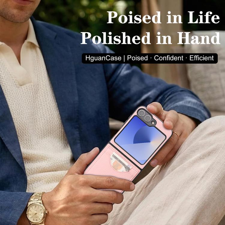 For Samsung Galaxy Z Flip7 FE / Flip6 Retro Vegan Leather Magnetic Card Holder Back Phone Case