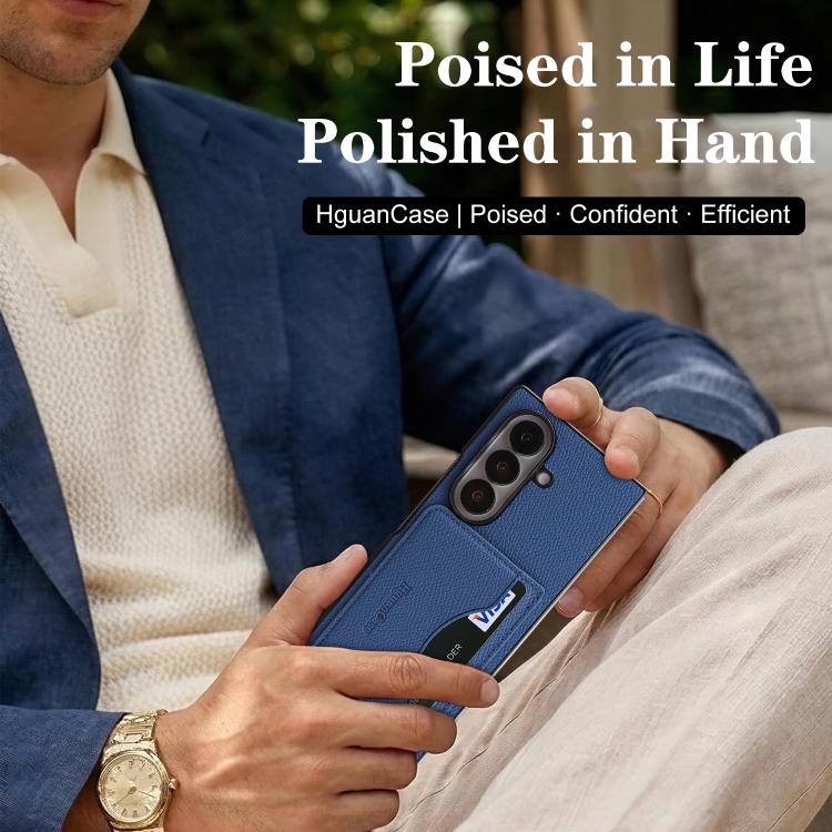 For Samsung Galaxy Z Fold7 Retro Vegan Leather Magnetic Card Holder Back Phone Case