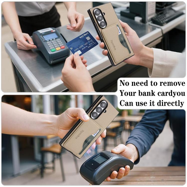 For Samsung Galaxy Z Fold7 Retro Vegan Leather Magnetic Card Holder Back Phone Case