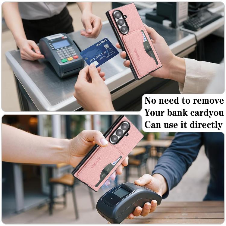 For Samsung Galaxy Z Fold7 Retro Vegan Leather Magnetic Card Holder Back Phone Case