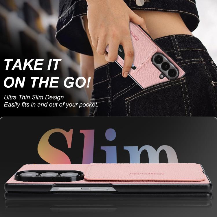 For Samsung Galaxy Z Fold7 Retro Vegan Leather Magnetic Card Holder Back Phone Case