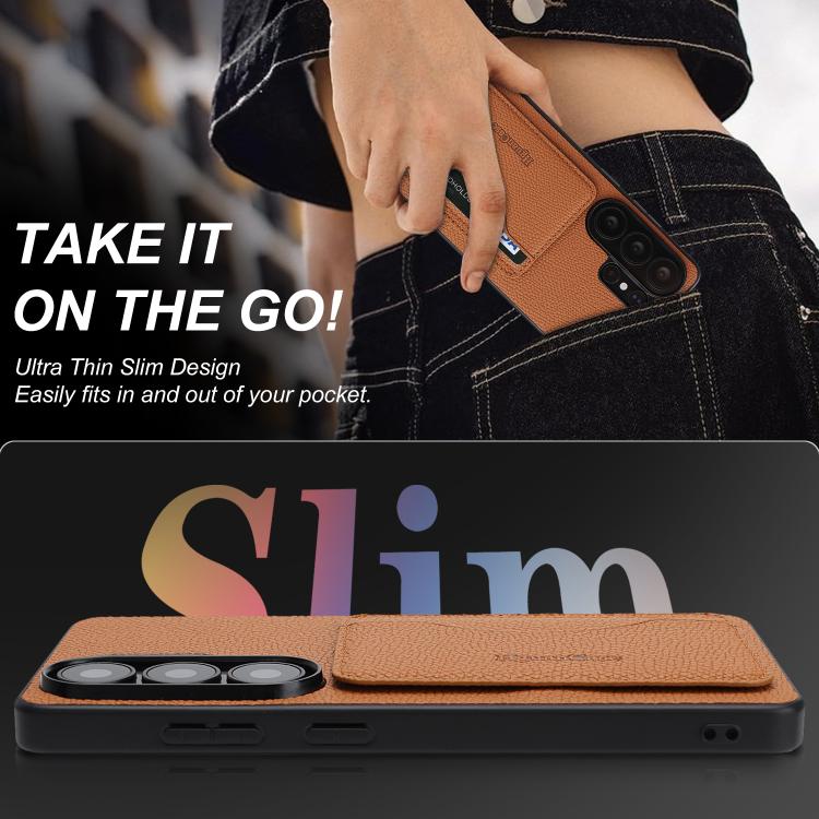 For Samsung Galaxy S26 Ultra 5G Retro Vegan Leather Magnetic Card Holder Back Phone Case