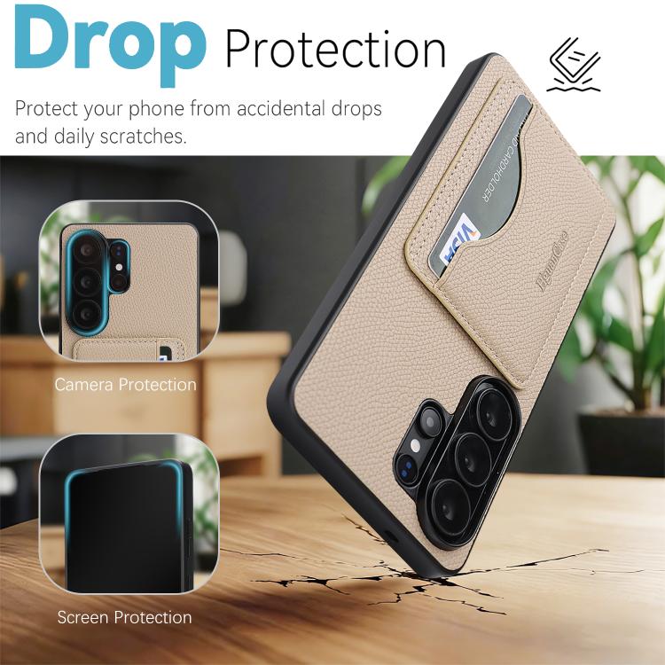 For Samsung Galaxy S26 Ultra 5G Retro Vegan Leather Magnetic Card Holder Back Phone Case