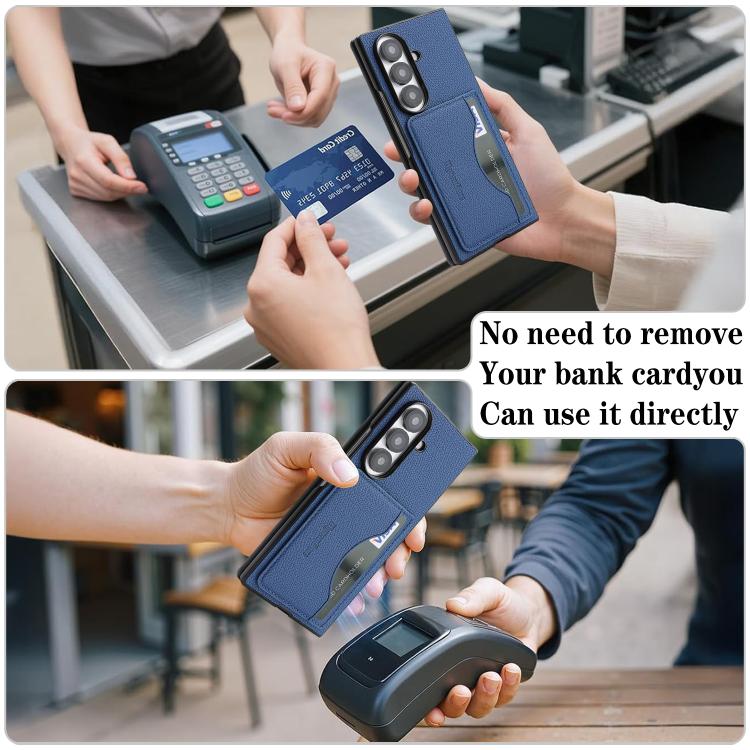 For Samsung Galaxy Z Fold6 Retro Vegan Leather Magnetic Card Holder Back Phone Case
