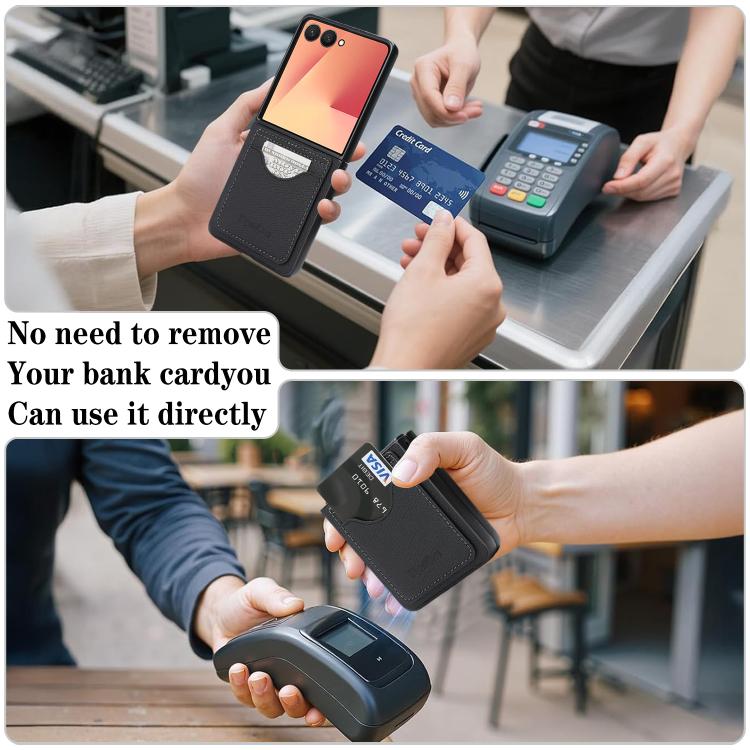 For Samsung Galaxy Z Flip7 Retro Vegan Leather Magnetic Card Holder Back Phone Case