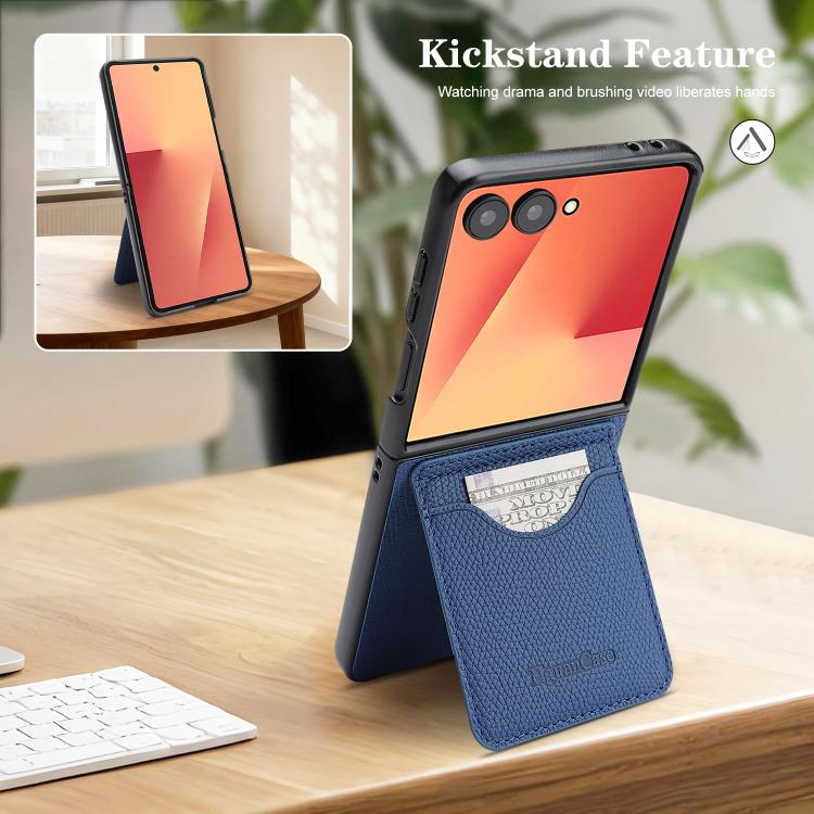 For Samsung Galaxy Z Flip7 Retro Vegan Leather Magnetic Card Holder Back Phone Case