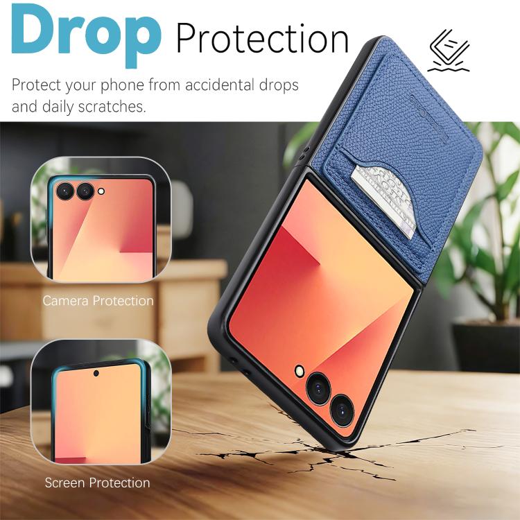 For Samsung Galaxy Z Flip7 Retro Vegan Leather Magnetic Card Holder Back Phone Case