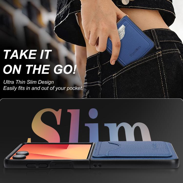 For Samsung Galaxy Z Flip7 Retro Vegan Leather Magnetic Card Holder Back Phone Case