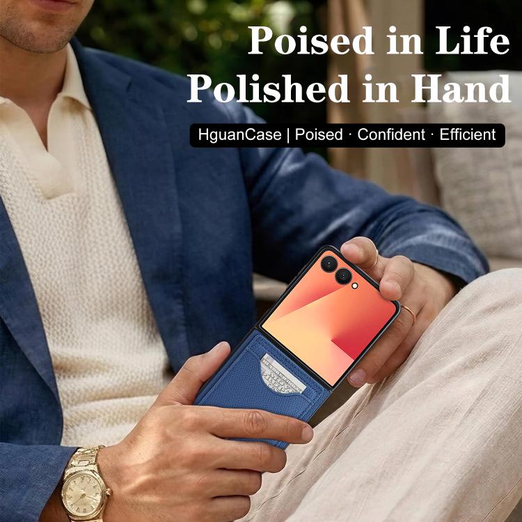 For Samsung Galaxy Z Flip7 Retro Vegan Leather Magnetic Card Holder Back Phone Case